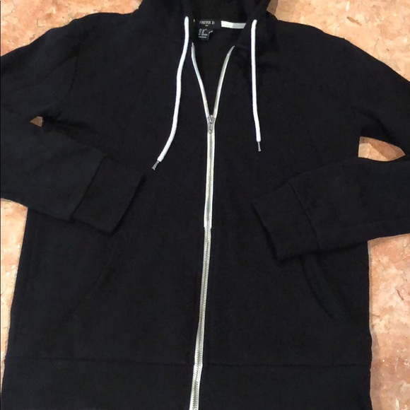 Men’s FOREVE 21 black zip up hooded jacket XS - Picture 4 of 4